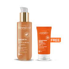 BEESLINE SUNTAN OIL GOLD + FREE ULTRASCREEN CREAM INVISIBLE